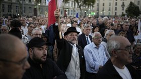 Shromáždění na podporu Izraele ve francouzském Lyonu (říjen 2023)