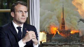 Francouzský prezident slíbil rychlou opravu vyhořelé katedrály.