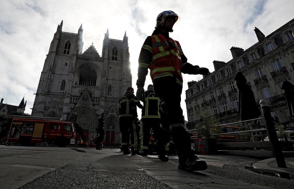 Požár katedrály v Nantes.