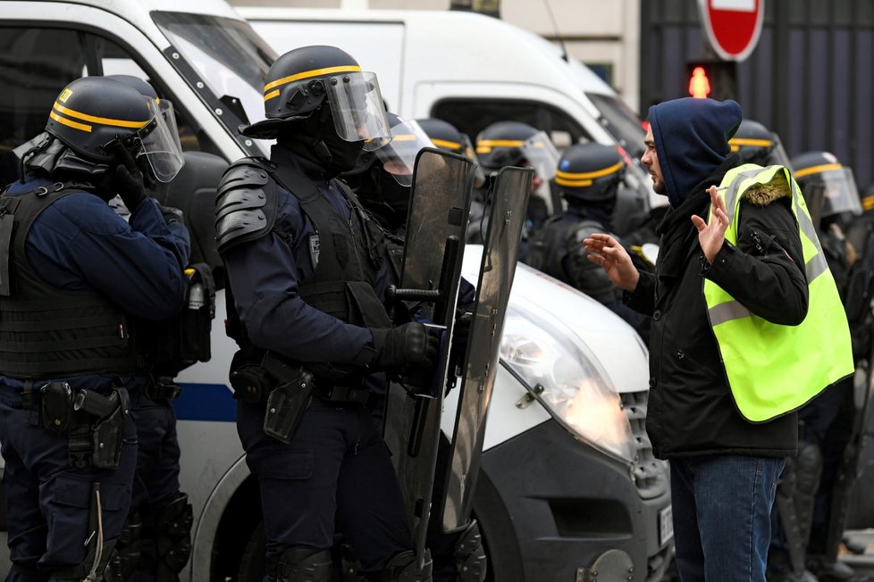 Protesty žlutých vest v Paříži (8.12.2018)