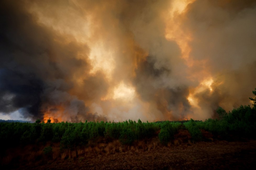 Požár ve francouzském Bordeaux (11. 8. 2022)