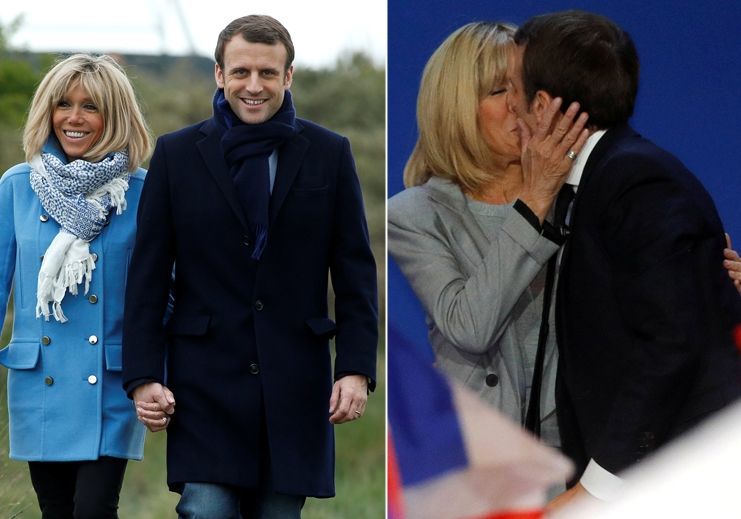 Favorit francouzských voleb Emmanuel Macron (39) a jeho manželka Brigitte Trogneuxová (64)