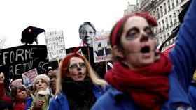 Protesty proti důchodové reformě ve Francii (19. 1. 2022)