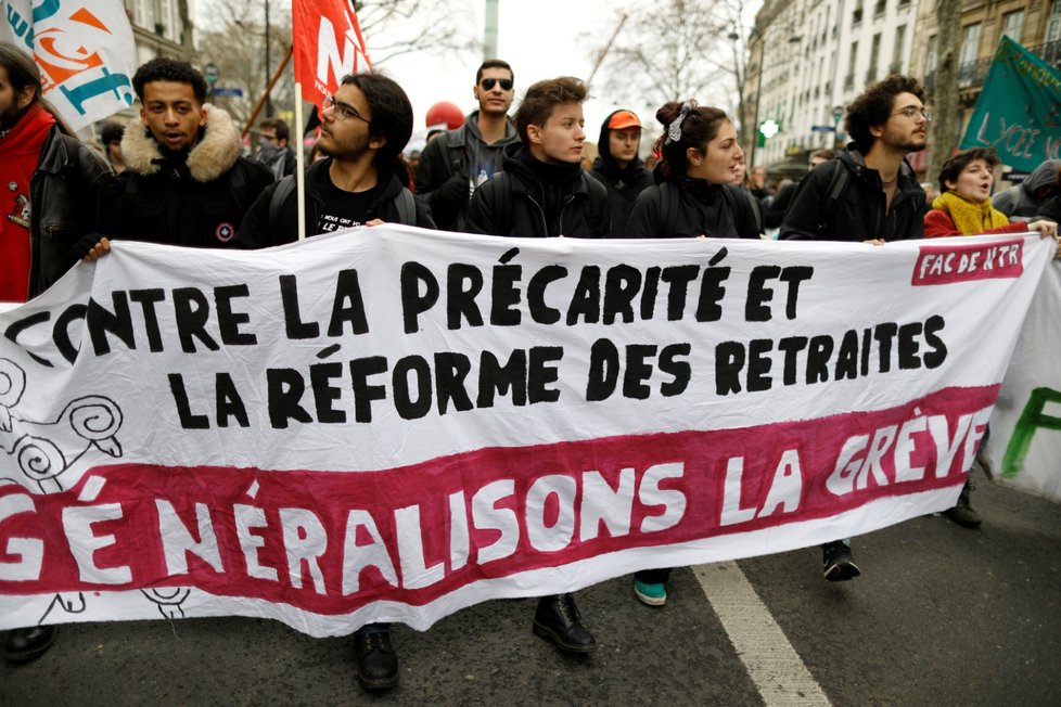 Protesty proti důchodové reformě ve Francii (19. 12. 2019)