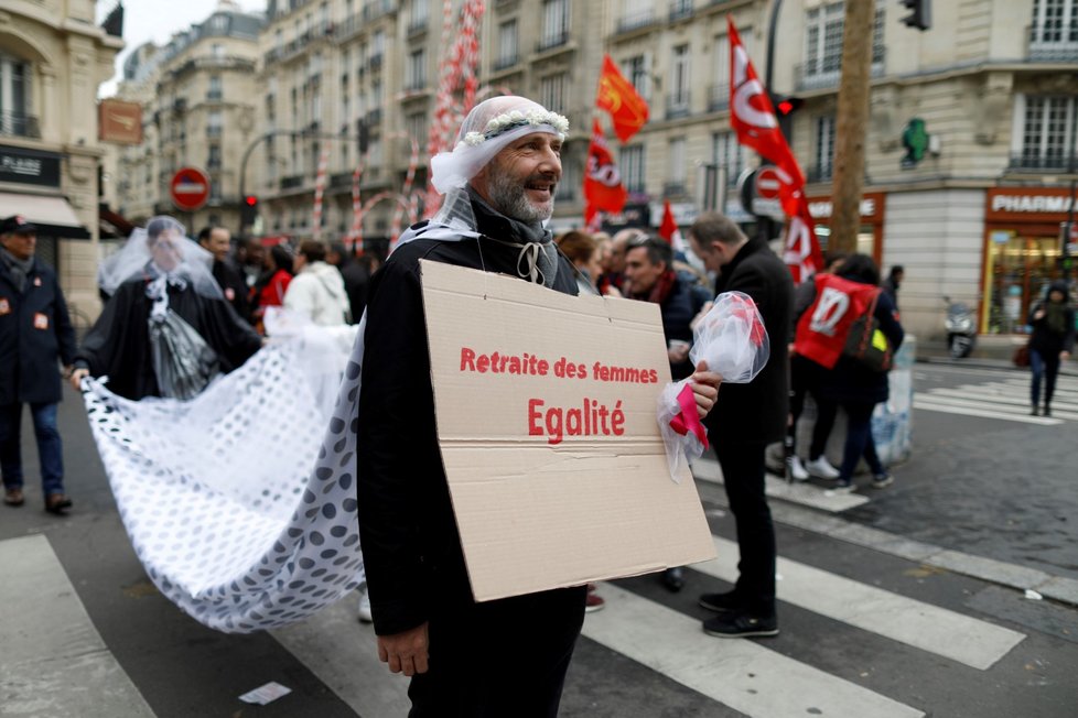 Protesty proti důchodové reformě ve Francii (19. 12. 2019)