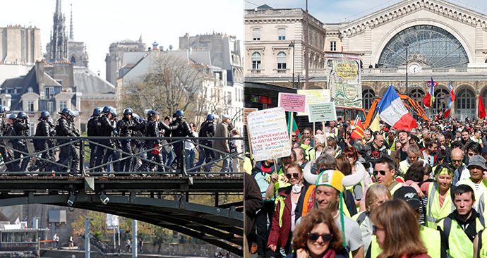 Protesty žlutých vest ve Francii pokračují i tento týden (30. 03. 2019).