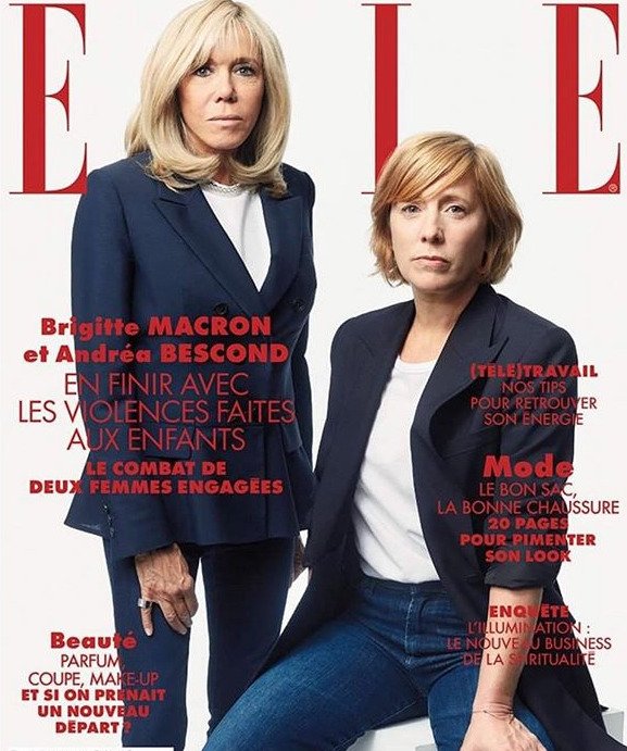 První dáma Francie Brigitte Macronová na titulní straně magazínu Elle