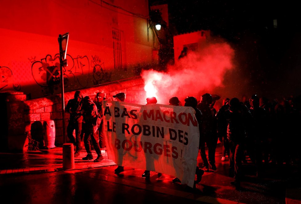 Demonstrace v Lyonu. (24.4.2022)