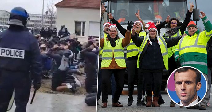 Protesty Francouzů pokračují, Macron prý nic nepochopil. Proti školákům tvrdě zakročila policie.