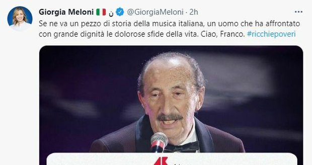 Italská premiérka se vyjádřila ke smrti zpěváka.