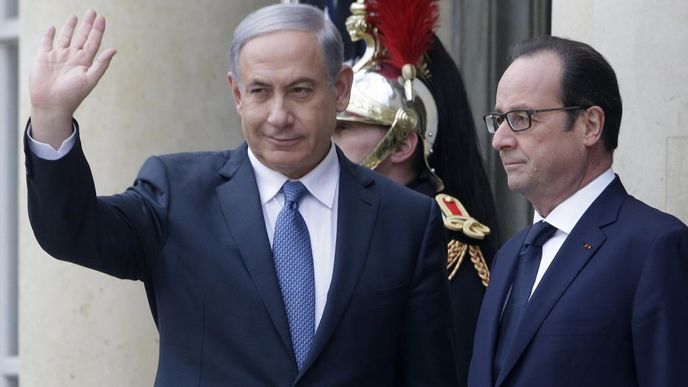 Francouzský prezident Francois Hollande a izraelský premiér Benjamin Netanjahu