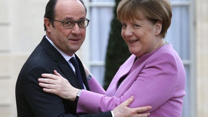 Francouzský prezident François Hollande a německá kancléřka Angela Merkelová