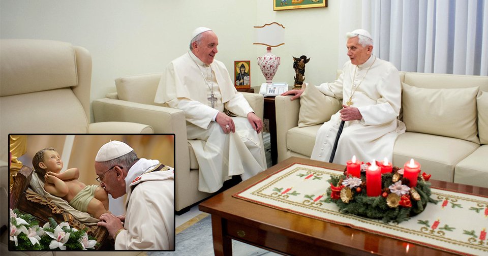 Papež František navštívil svého předchůdce Benedikta. A vedl svou první vánoční mši, během které líbal sošku Ježíška