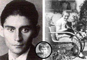 Franz Kafka a matka dítěte Grete Blochová. V kroužku je Kafka, když mu byly čtyři roky. Vypadal jeho syn jako on?