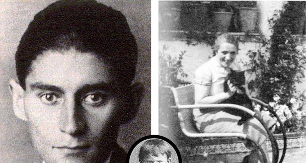 Franz Kafka a matka dítěte Grete Blochová. V kroužku je Kafka, když mu byly čtyři roky. Vypadal jeho syn jako on?
