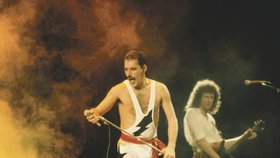 Zpěvák Freddie Mercury, kytarista Brian May (na snímku v pozadí), bubeník Roger Taylor a baskytarista John Deacon vystoupili poprvé jako kapela Queen 19. února 1971.