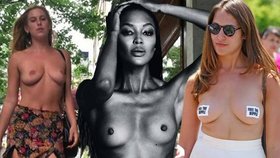 Naomi Campbell a dcera Bruce Willise Scout (vpravo) podpořily kampaň Osvoboďte bradavku.