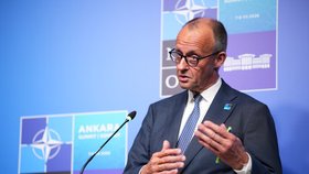 Německý kancléř Merz na tiskovce po konci summitu NATO (8.7.2026)