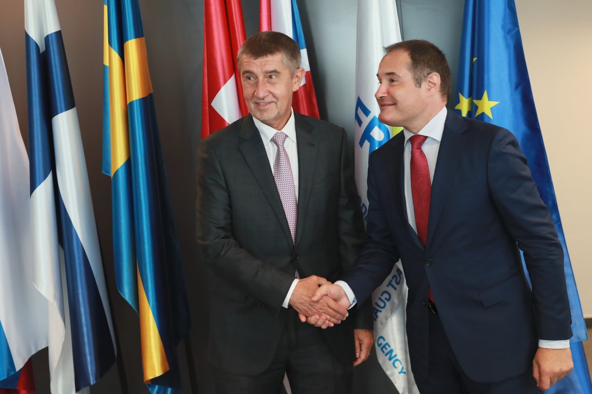Premiér Andrej Babiš (ANO) na návštěvě varšavské centrály Evropské agentury pro pohraniční a pobřežní stráž (Frontex) (15.10 2018)