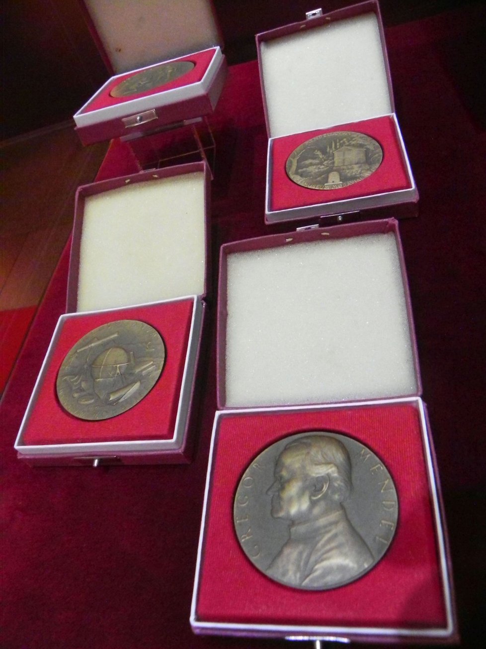 Pamětní medaile s Mendelovým portrétem vydané řadou světových univerzit