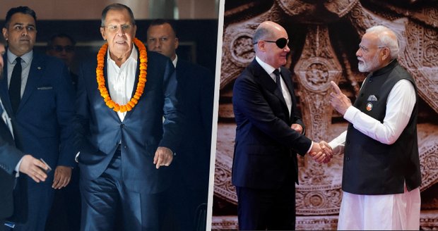 Summit G20 v Indii: Místo Putina přijel Lavrov, Scholz dorazil i s páskou přes oko