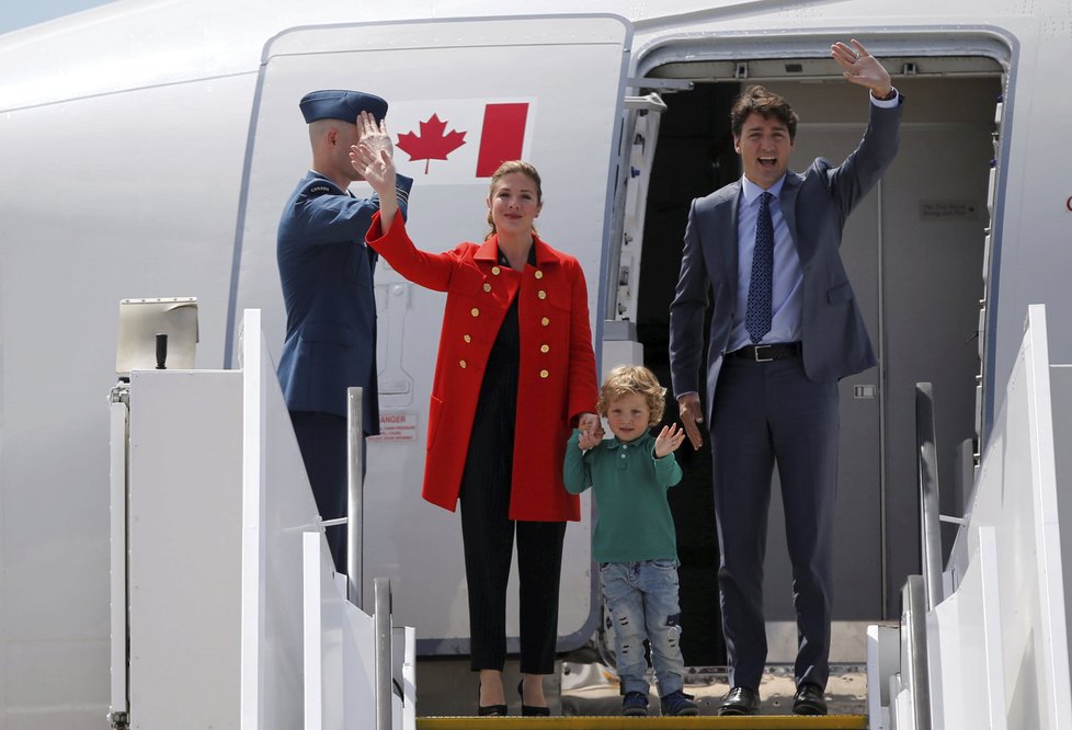 Summit G20 v Hamburku: Kanadský premiér Trudeau s manželkou Sophií a synem Hadrienem
