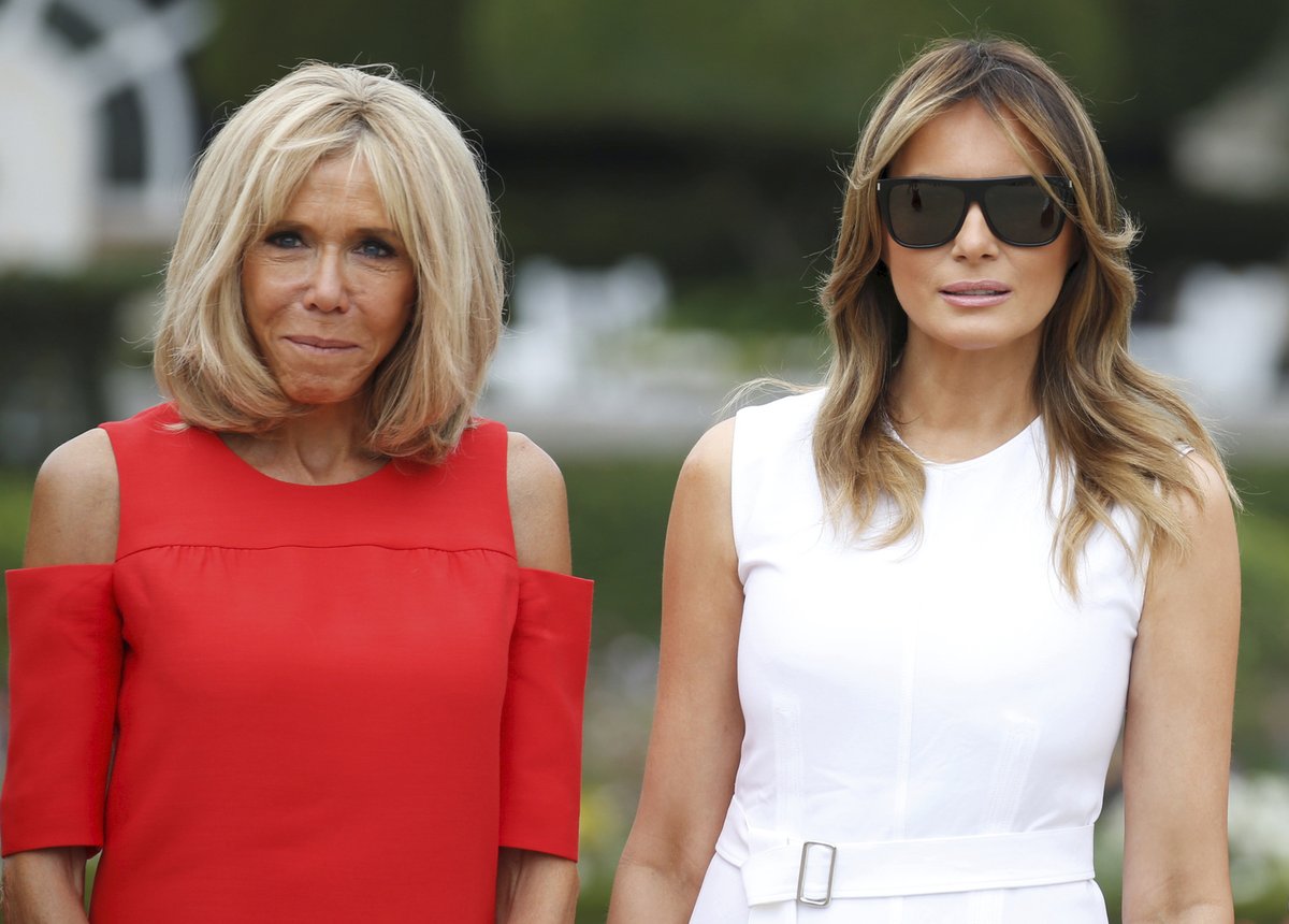 První dáma Francie Brigitte Macronová s Melanií Trumpovou.