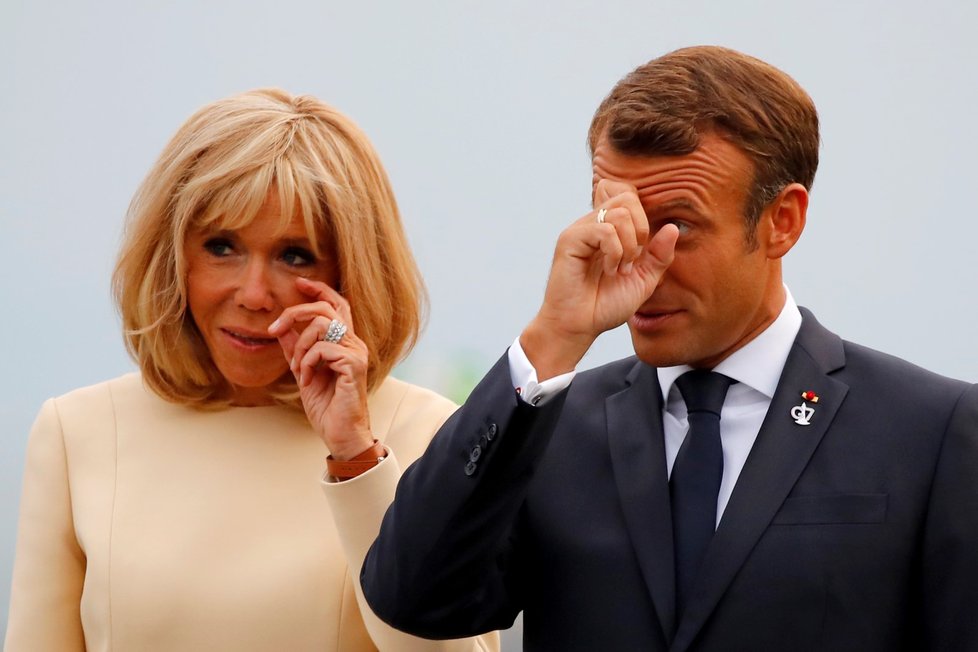 Francouzský prezident Emmanuel Macron s manželkou Brigitte na summitu G7 (24.8.2019)