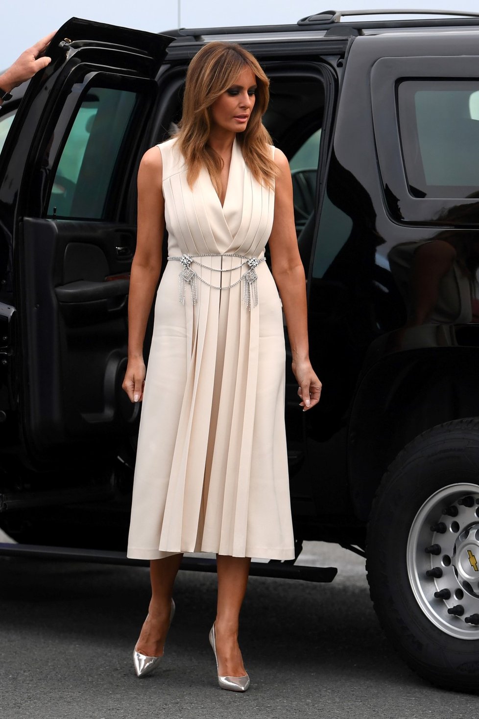 První dáma Spojených států Melania Trumpová na summitu G7 (24. 8. 2019)