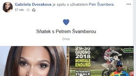 Gabriela Dvořáková se vdala za přítele Petra Švamberu.