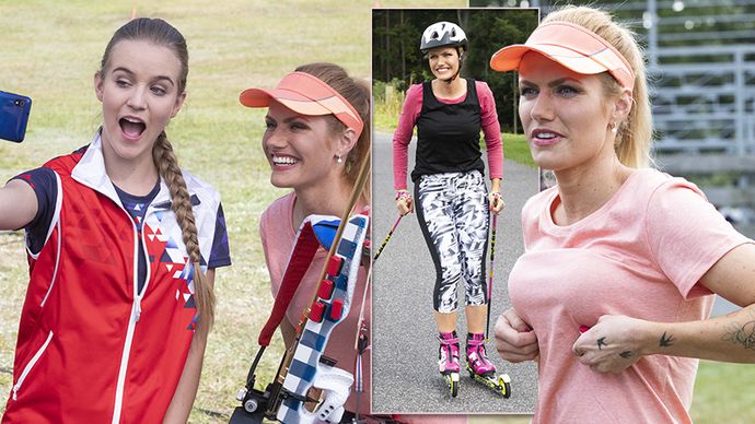 Gabriela Koukalová na natáčení primáckého seriálu Sestřičky Modrý kód, v němž hraje sebe samu