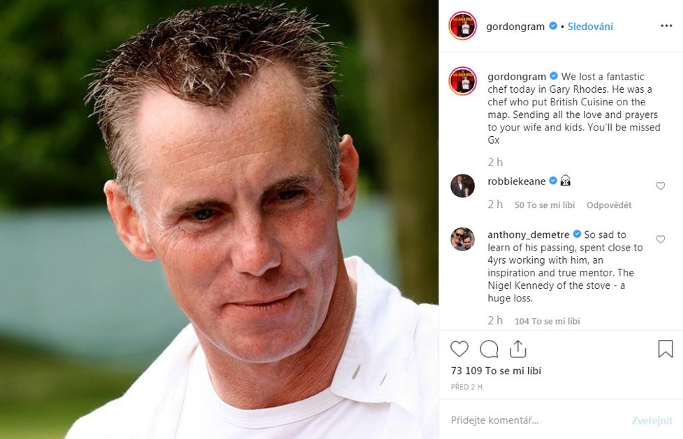 Zemřel známý šéfkuchař Gary Rhodes