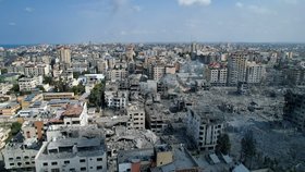 Bombardovaná Gaza (10. 10. 2023).
