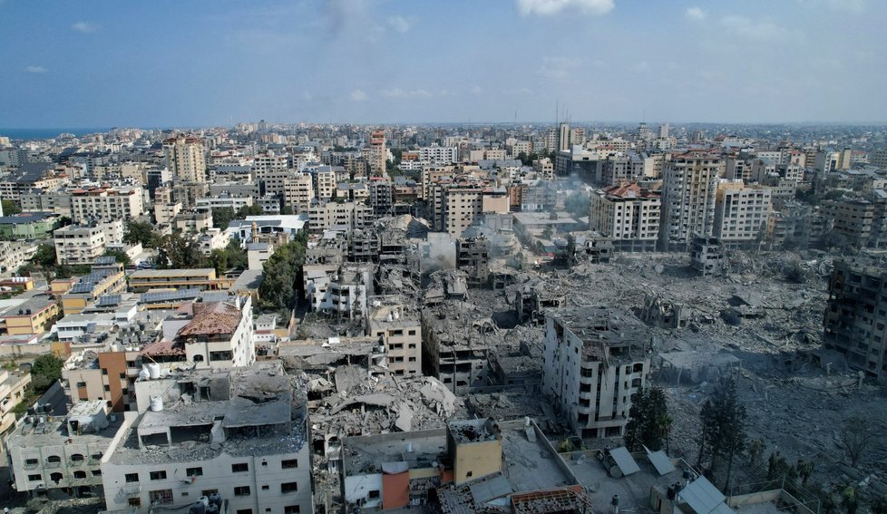 Bombardovaná Gaza (10. 10. 2023).
