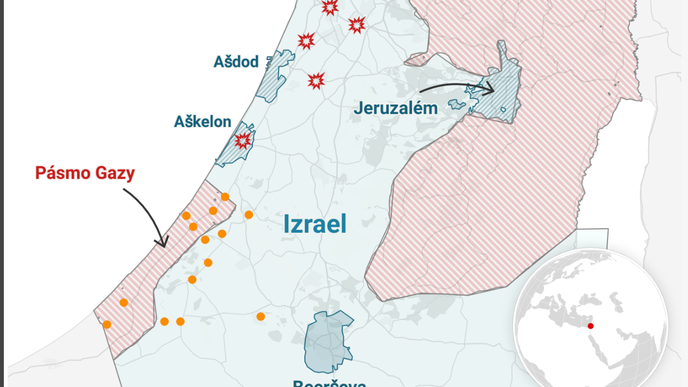 Pásmo Gazy (Mapa níže v článku, ilustrační foto)