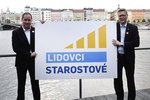 Předseda lidovců Pavel Bělobrádek a předseda Starostů Petr Gazdík představili společné logo volební koalice.