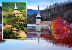 Vesnička Geamăna musela ustoupit těžbě mědi. Připomíná ji jen kostelní věž čnící z toxického jezera.