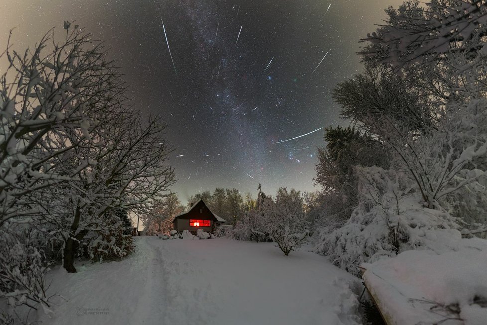 Maximum meteorického roje Geminid v roce 2018 nad Sečskou přehradou