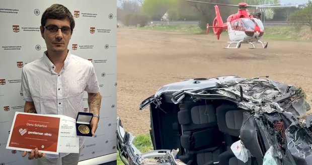 Dan Scharf v dubnu u Bučovic pohotovým zákrokem zachránil život masivně krvácejícímu řidiči.