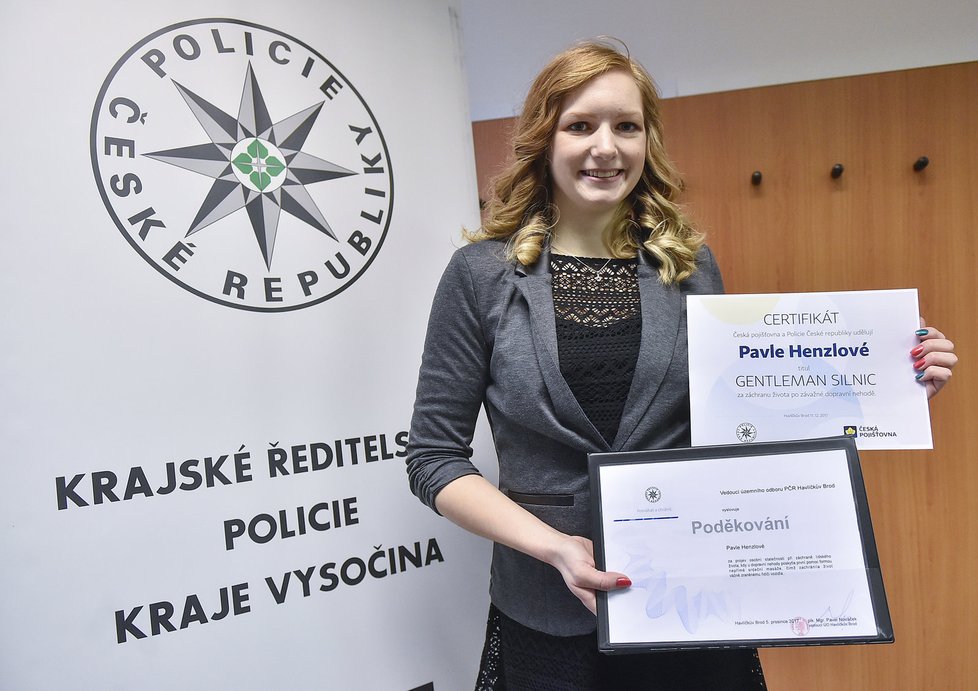 Dalším Gentlemanem silnic je studentka Pavla: Zachránila život spolužákovi.