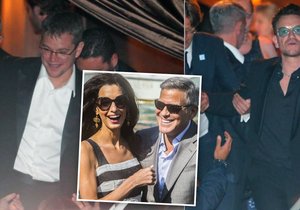 Celebrity se na svatebním večírku George Clooneyho bavily a alkohol tekl proudem.