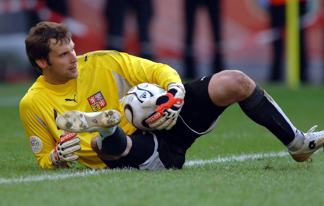 Opora Petr Čech v zápase MS v Německu 2006 proti Ghaně