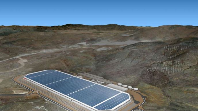 Takhle vypadá gigafactory firmy Tesla v Nevadě.