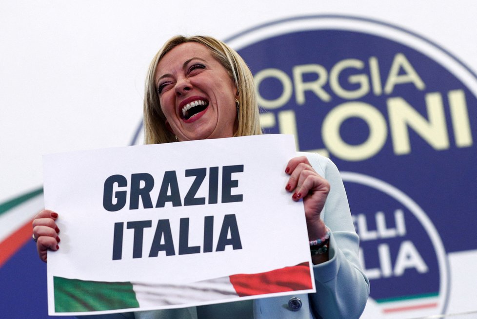 Vítězka italských voleb Giorgia Meloniová, vůdkyně Bratrů Itálie