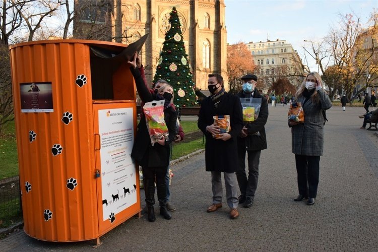 Do Giving Tuesday se zapojila i Praha 2, kde lze do sběrného kontejneru vložit krmení nebo hračky pro opuštěné pejsky