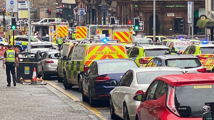 V centru skotského Glasgow došlo k útoku nožem (26.6.2020)