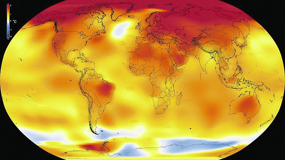 NASA publikovalo snímky globálního oteplování rok 2015.