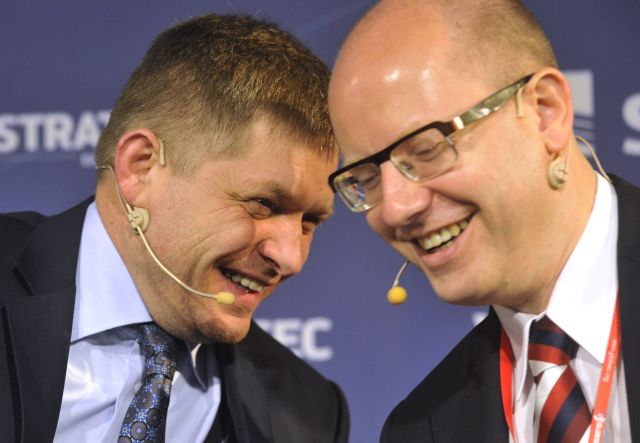 Sobotka a Fico na bezpečnostní konferenci GlobSec v roce 2014