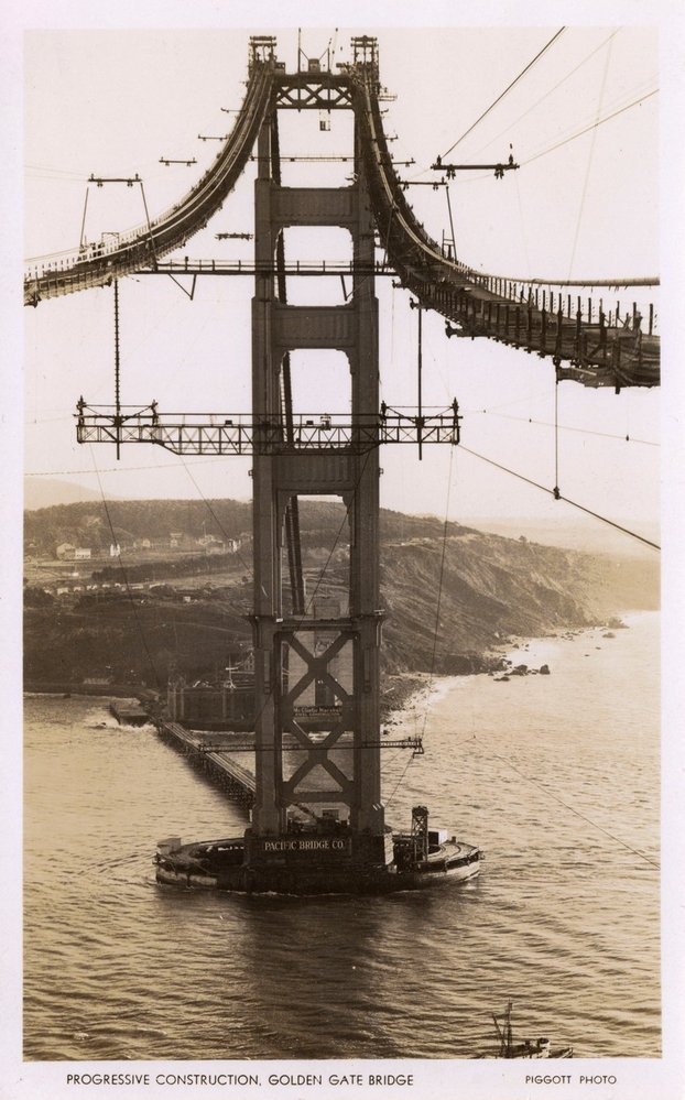 Takhle se ve 30. letech stavěl most Golden Gate