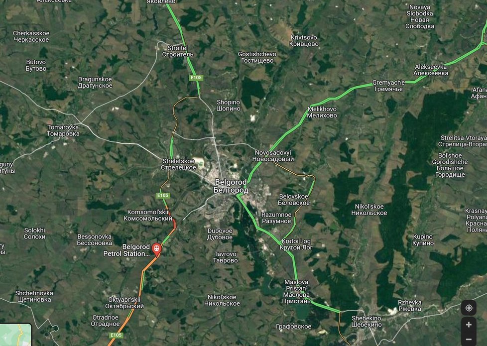 Google Mapy odhalily &#34;dopravní zácpu&#34; těsně před vnikem ruského konvoje na ukrajinské území